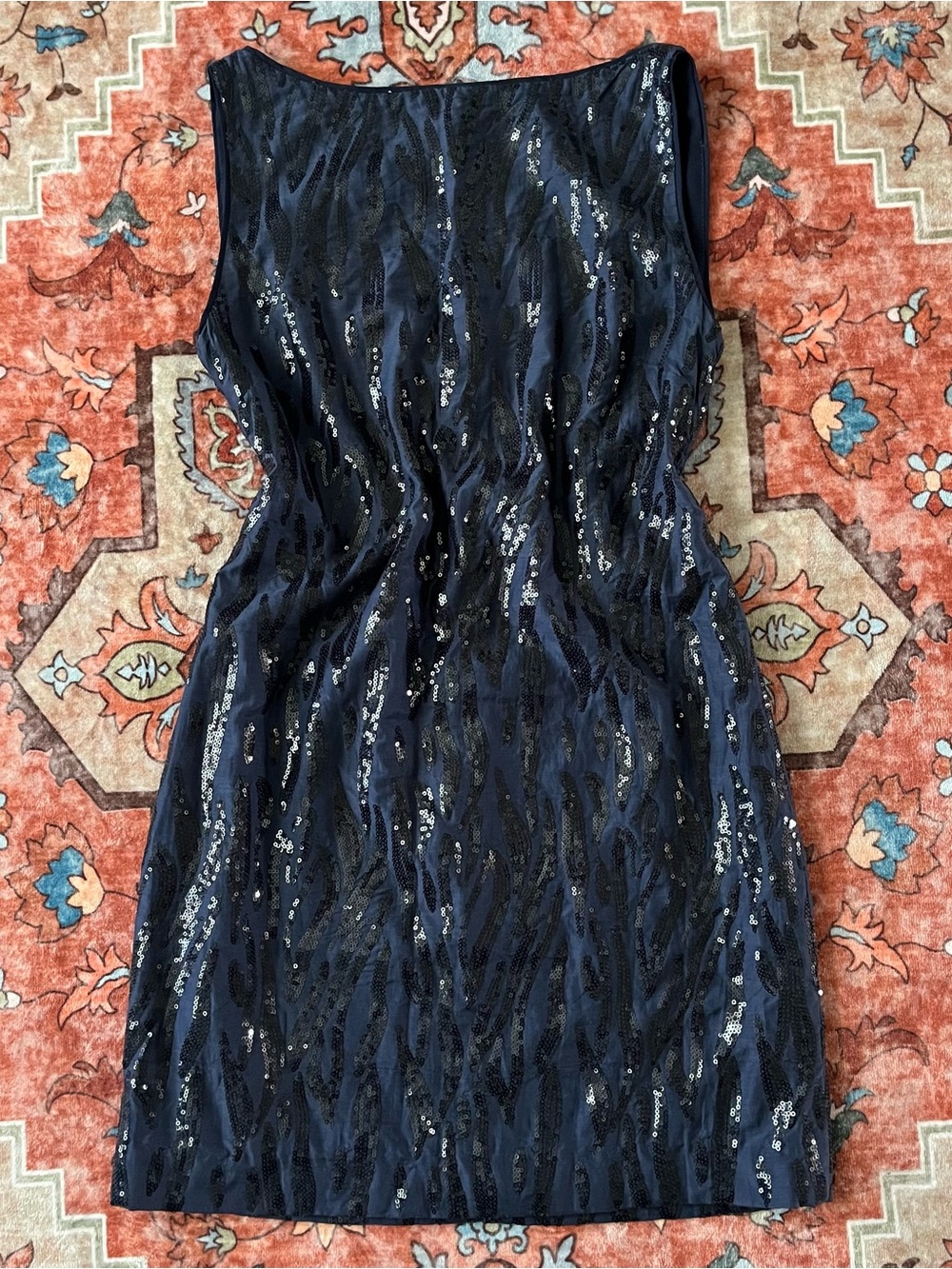 Vintage Silk Navy Sequin Mini Dress